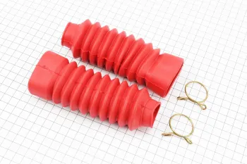 Гофра амортизатора переднего d=30/45mm; L=140mm к-кт 2шт, КРАСНЫЙ Китай (21574)