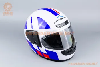 Шолом закритий Kurosawa HF-101 (розмір S) білий з cинє-червоним малюнком (65831)