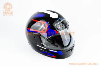 Шлем закрытый Kurosawa HF-101 (размер S) черный с красно-синим рисунком Q275-R (71674)