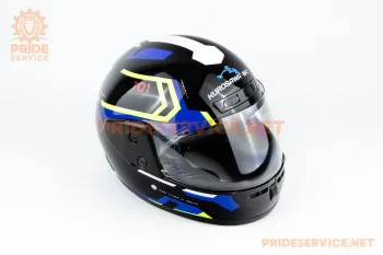 Шлем закрытый Kurosawa HF-101 (размер S) чёрный с жёлто-синим рисунком Q275-Y (71675)