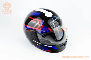 Шлем закрытый Kurosawa HF-101 (размер M) черный с красно-синим рисунком Q275-R (71682)