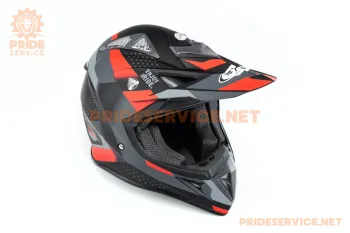 Шлем кроссовый FXW HF-116 (размер XL) чёрный матовый с красным рисунком Q267-R (76839)