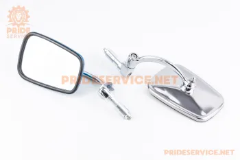 Зеркала на мотоцикл ретро, крепление в торец руля, хром (SH-2065-QY) (77282)