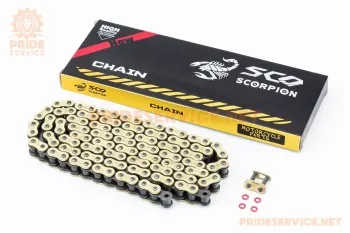V200N - Цепь привода колеса 428HVO x 118L GOLD (с сальниками) SCORPION (81588)