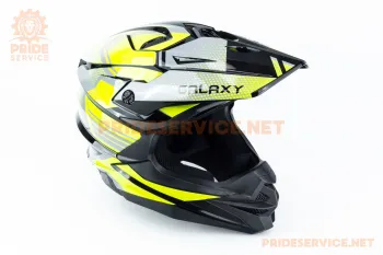 Шлем кроссовый Galaxy GLX-803 (размер M) чёрно-салатовый, стандарт DOT (82542)