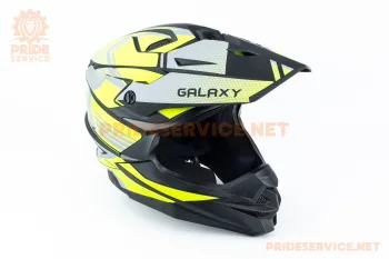 Шлем кроссовый Galaxy GLX-803 (размер M) чёрно-салатовый мат, стандарт DOT (82543)