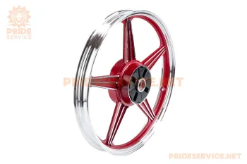 Диск колісний задній литий 18x1,6 ZS-200 (під роздільні гумки) зірка, червоний (вісь 15мм) (86629)