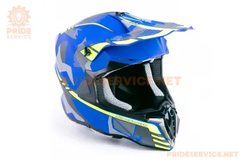 Шолом кросовий JUNIOR Forte HD-806-9 M (51-52см) синьо-салатовий мат (87732)