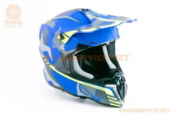 Шлем кроссовый JUNIOR Forte HD-806-9 XL (55-56см) сине-салатовый мат (87734)