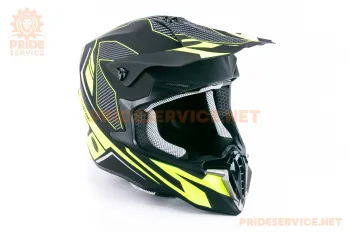 Шлем кроссовый JUNIOR Forte HD-806-10 DAZZING XL (55-56см) чёрно-салатовый мат (87737)
