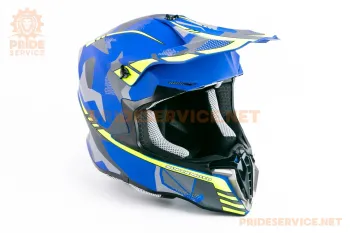 Шлем кроссовый Forte HD-806-6 (размер М) сине-салатовый мат (87754)