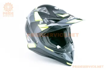 Шолом кросовий JUNIOR FXW HF-116 XXL (57-58см) чорно-салатовий мат Q267-Y (87936)