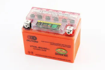 Аккумулятор 4Аh YTX4L-BS (гелевый, оранж) 113/70/85мм с ИНДИКАТОРОМ OUTDO (31159)