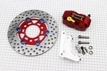 Диск тормозной Honda ZX AF-35 + суппорт + крепление КРАСНЫЙ TUNING Китай (35327)