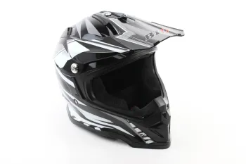 Шлем кроссовый BLD-819-7 (эндуро/АТV) S- ЧЕРНЫЙ глянец с бело-серым рисунком (41396)