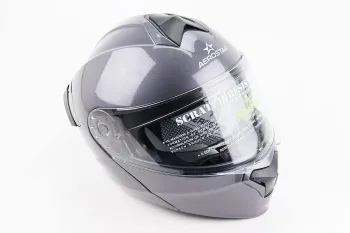 Шолом модуляр, закритий з підборіддям + відкидні окуляри Aerostar Elevate (розмір L) сірий глянець (88033)