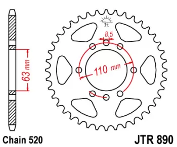 Зірка задня JT SPROCKETS JTR890.45ZBK (5999)