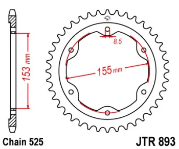 Звезда задняя JT SPROCKETS JTR893.38ZBK (27145)