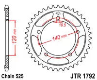 Зірка задня JT SPROCKETS JTR1792.43ZBK (6012)