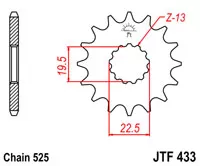 Звезда передняя JT SPROCKETS JTF433.14 (5154)