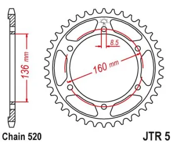 Зірка задня стальна JT Sprockets JTR5.40 (66229)