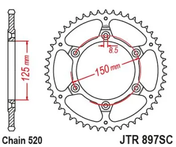 Зірка задня JT Sprockets JTR897.51SC (66758)